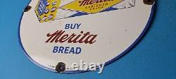 Vintage Merita Bread Porcelain Gas Pump Plate General Store Grocery Store Sign