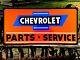 Vintage Metal Chevy Chevrolet Service Truck Gas Oil 36 Hand Painted Sign Orange
