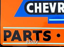 Vintage Metal Chevy CHEVROLET SERVICE Truck Gas Oil 36 Hand Painted SIGN Orange