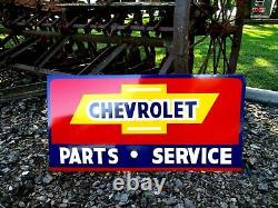 Vintage Metal Chevy CHEVROLET USED CARS Truck Gas Oil 18x36 Hand Painted Sign R