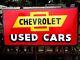 Vintage Metal Chevy Chevrolet Used Cars Truck Gas Oil 36 Car Auto Sales Sign