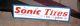 Vintage Metal Early Sonic Tires Advert Sign Gasoline Gas Oil 60x16 Futuristic