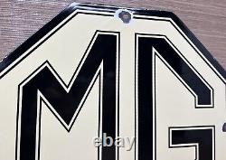 Vintage Mg Porcelain Sign British Automobile Sports Car Dealer Sales London Uk