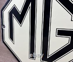 Vintage Mg Porcelain Sign British Automobile Sports Car Dealer Sales London Uk