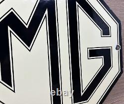 Vintage Mg Porcelain Sign British Automobile Sports Car Dealer Sales London Uk