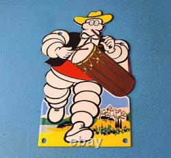 Vintage Michelin Tires Bibendum Man Porcelain Gasoline Service Station Pump Sign