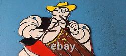 Vintage Michelin Tires Bibendum Man Porcelain Gasoline Service Station Pump Sign