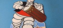 Vintage Michelin Tires Bibendum Man Porcelain Gasoline Service Station Pump Sign