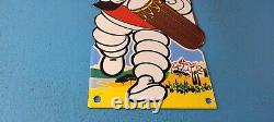 Vintage Michelin Tires Bibendum Man Porcelain Gasoline Service Station Pump Sign