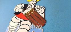 Vintage Michelin Tires Bibendum Man Porcelain Gasoline Service Station Pump Sign