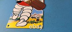 Vintage Michelin Tires Bibendum Man Porcelain Gasoline Service Station Pump Sign