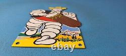 Vintage Michelin Tires Bibendum Man Porcelain Gasoline Service Station Pump Sign