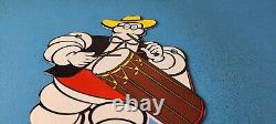 Vintage Michelin Tires Bibendum Man Porcelain Gasoline Service Station Pump Sign