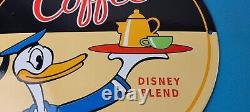 Vintage Mickeys Coffee Sign Disney Blend Donald Advertising Gas Oil Pump Sign