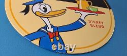 Vintage Mickeys Coffee Sign Disney Blend Donald Advertising Gas Oil Pump Sign