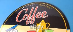 Vintage Mickeys Coffee Sign Disney Blend Donald Advertising Gas Oil Pump Sign