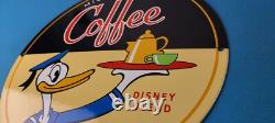 Vintage Mickeys Coffee Sign Disney Blend Donald Advertising Gas Oil Pump Sign