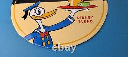 Vintage Mickeys Coffee Sign Disney Blend Donald Advertising Gas Oil Pump Sign