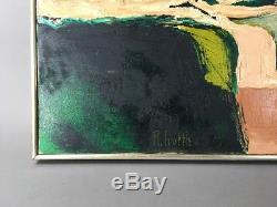 Vintage Mid Century Abstract Modern Texture Painting Signed R. Trotta