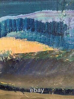 Vintage Mid Century Abstract Oil Painting Landscape Seascape