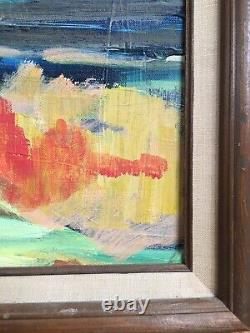 Vintage Mid Century Abstract Oil Painting Landscape Seascape