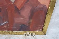 Vintage Mid Century Art Deco Oil Portrait Painting of Lovely Woman Signed 1940's