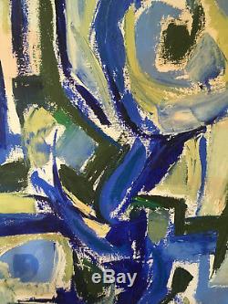 Vintage Mid Century Modern Large Abstract Oil Painting Signed