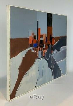 Vintage Mid Century Modern Large Abstract Oil Painting Signed Dufresne On Canvas
