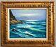 Vintage Mid-century Seascape Coastal Original Oil Painting Ocean Waves Luminist