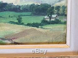 Vintage Mid Century Signed NY Landscape Oil Painting French Frame
