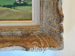 Vintage Mid Century Signed NY Landscape Oil Painting French Frame