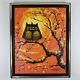 Vintage Midcentury Modern Owl Painting By Matson Oil On Canvas Spooky But Cute