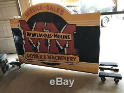 Vintage Minneapolis Moline Tractor Porcelain Neon Sign Gas Oil Dealership Deere