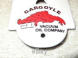 Vintage Mobil & Gargoyle 11 3/4 Porcelain Metal Gasoline & Oil Thermometer Sign