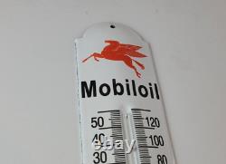 Vintage Mobil Gas Sign Service Station Pump Ad Sign on Porcelain Thermometer