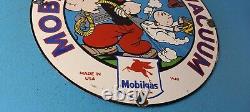 Vintage Mobil Gasoline Porcelain Gas Oil Vacuum Service Popeye Pegasus Sign