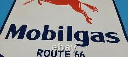 Vintage Mobil Gasoline Porcelain Gas Service Route 66 Pegasus Motor Oil Sign