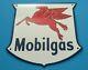 Vintage Mobil Gasoline Porcelain Gas Service Station Pump Pegasus 12 1/2 Sign