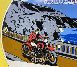 Vintage Mobil Gasoline Porcelain Sign Service Gas Station Motor Oil Motorcycle