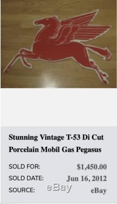 Vintage Mobil Mobilgas Pegasus Horse 29 Porcelain Metal T-53 Gasoline Oil Sign