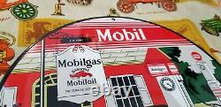 Vintage Mobil Mobilgas Porcelain Gargoyle Gas Oil Filling Station Service Sign