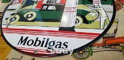 Vintage Mobil Mobilgas Porcelain Gargoyle Gas Oil Filling Station Service Sign