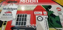 Vintage Mobil Mobilgas Porcelain Gargoyle Gas Oil Filling Station Service Sign