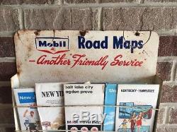 Vintage Mobil Oil Road Map Display Rack Advertising Pegasus Sign Texaco Sinclair