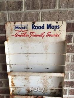 Vintage Mobil Oil Road Map Display Rack Advertising Pegasus Sign Texaco Sinclair