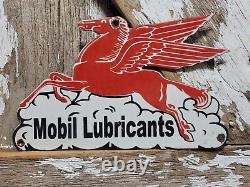 Vintage Mobil Porcelain Sign Lubricant Motor Oil Gasoline Pegasus Gas Pump Plate