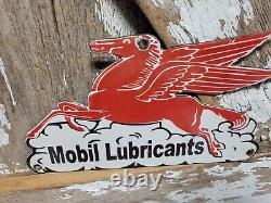 Vintage Mobil Porcelain Sign Lubricant Motor Oil Gasoline Pegasus Gas Pump Plate