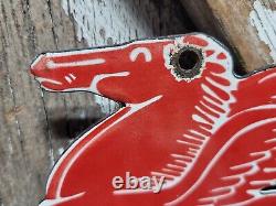 Vintage Mobil Porcelain Sign Lubricant Motor Oil Gasoline Pegasus Gas Pump Plate