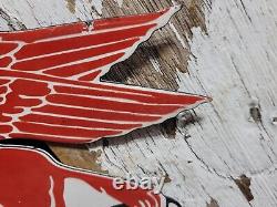 Vintage Mobil Porcelain Sign Lubricant Motor Oil Gasoline Pegasus Gas Pump Plate