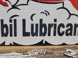 Vintage Mobil Porcelain Sign Lubricant Motor Oil Gasoline Pegasus Gas Pump Plate